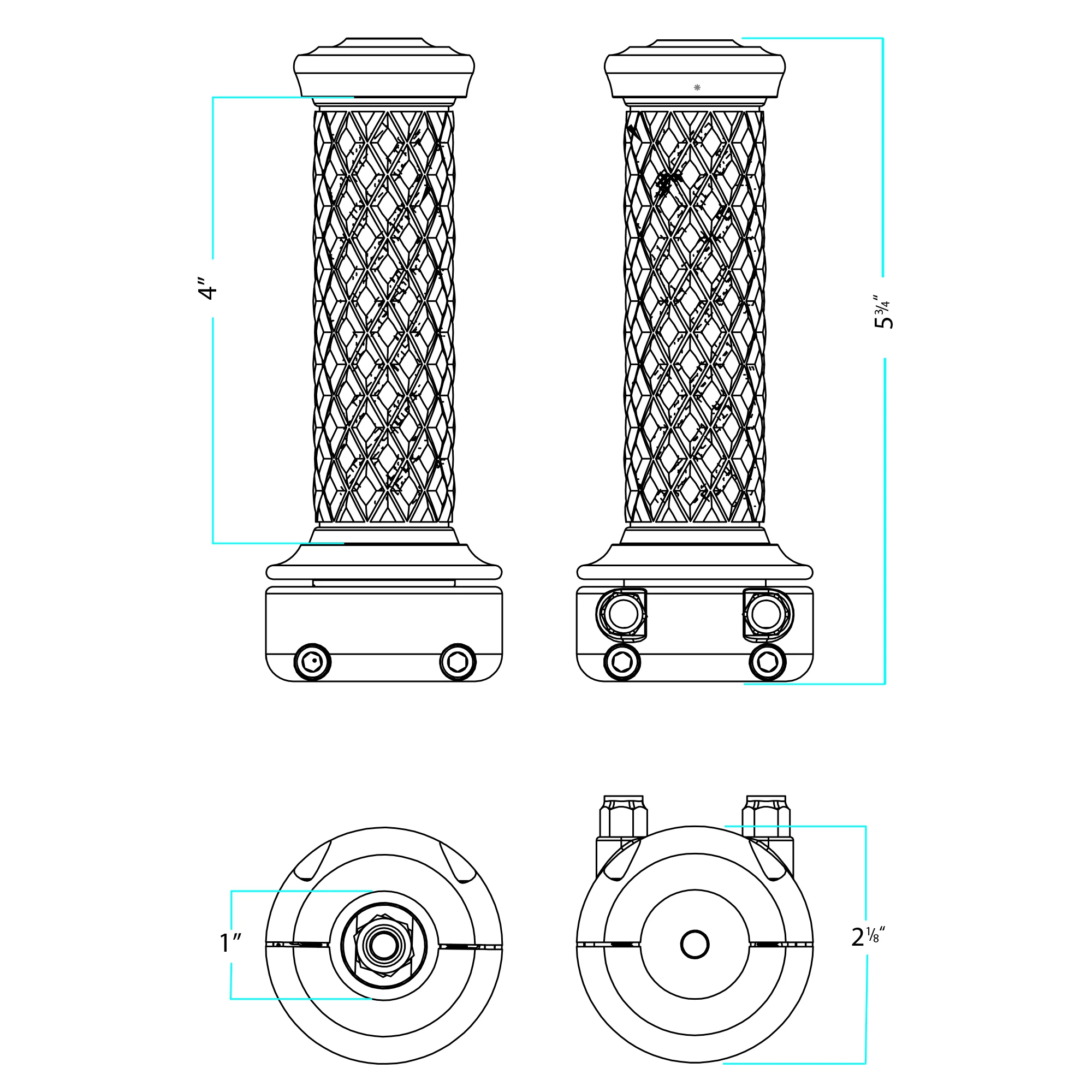 1" AlumiCore Custom Grips with 2-Cable Throttle - Chrome - Image 9