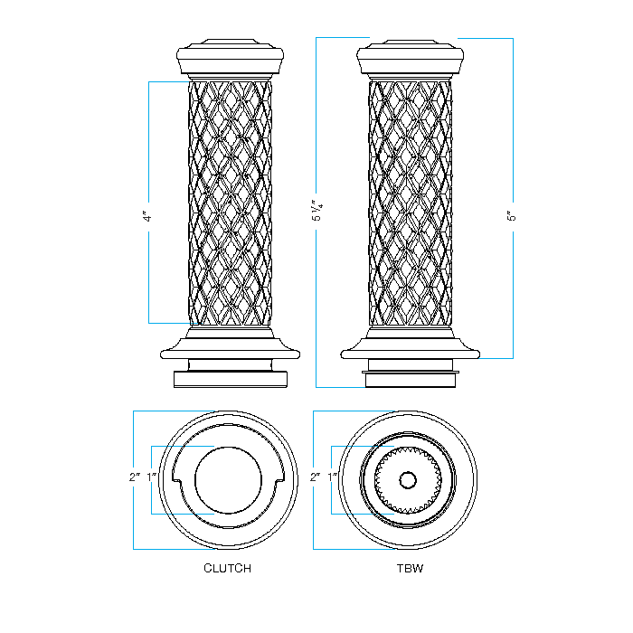 1" AlumiCore TBW Grips For H-D Bars With Internal Vibe Isolator on Clutch Side - Black Electroplate - Image 11