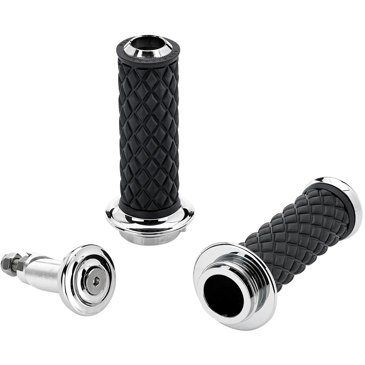 1" AlumiCore TBW Grips For H-D Bars With Hollow Tube End on Clutch Side - Chrome - Image 4