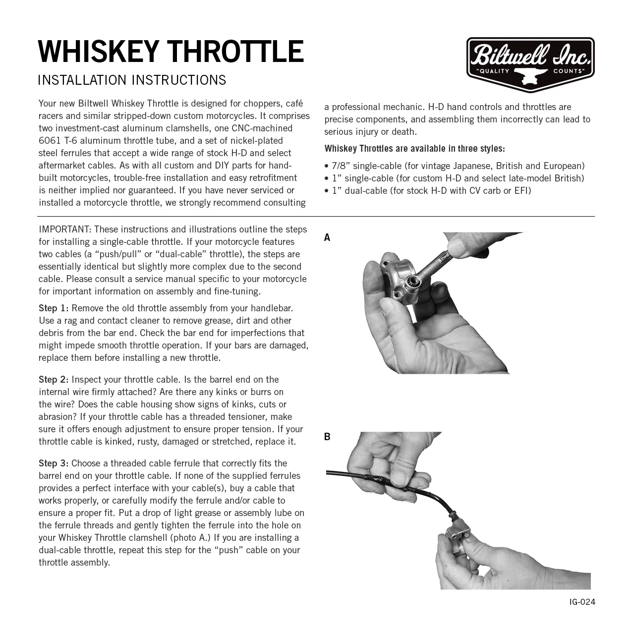 Cast Whiskey Throttle 1" Single - Polished - Image 8