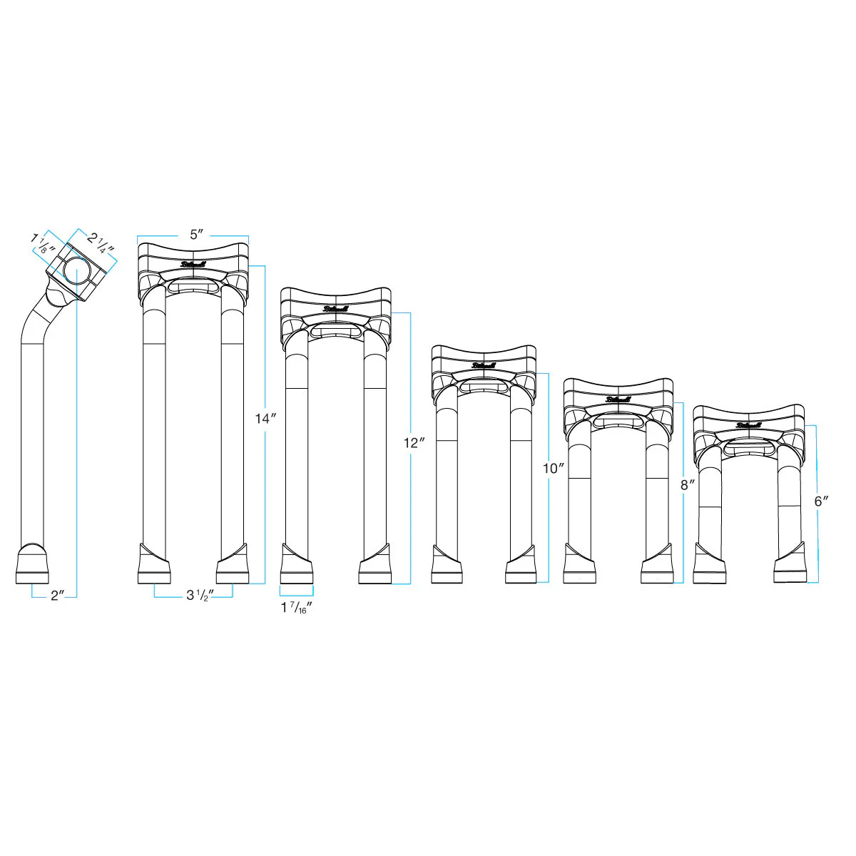 CLOSEOUT Murdock O/S Pullback Risers 6" 10" 12" 14" - Black Electroplate - Image 25