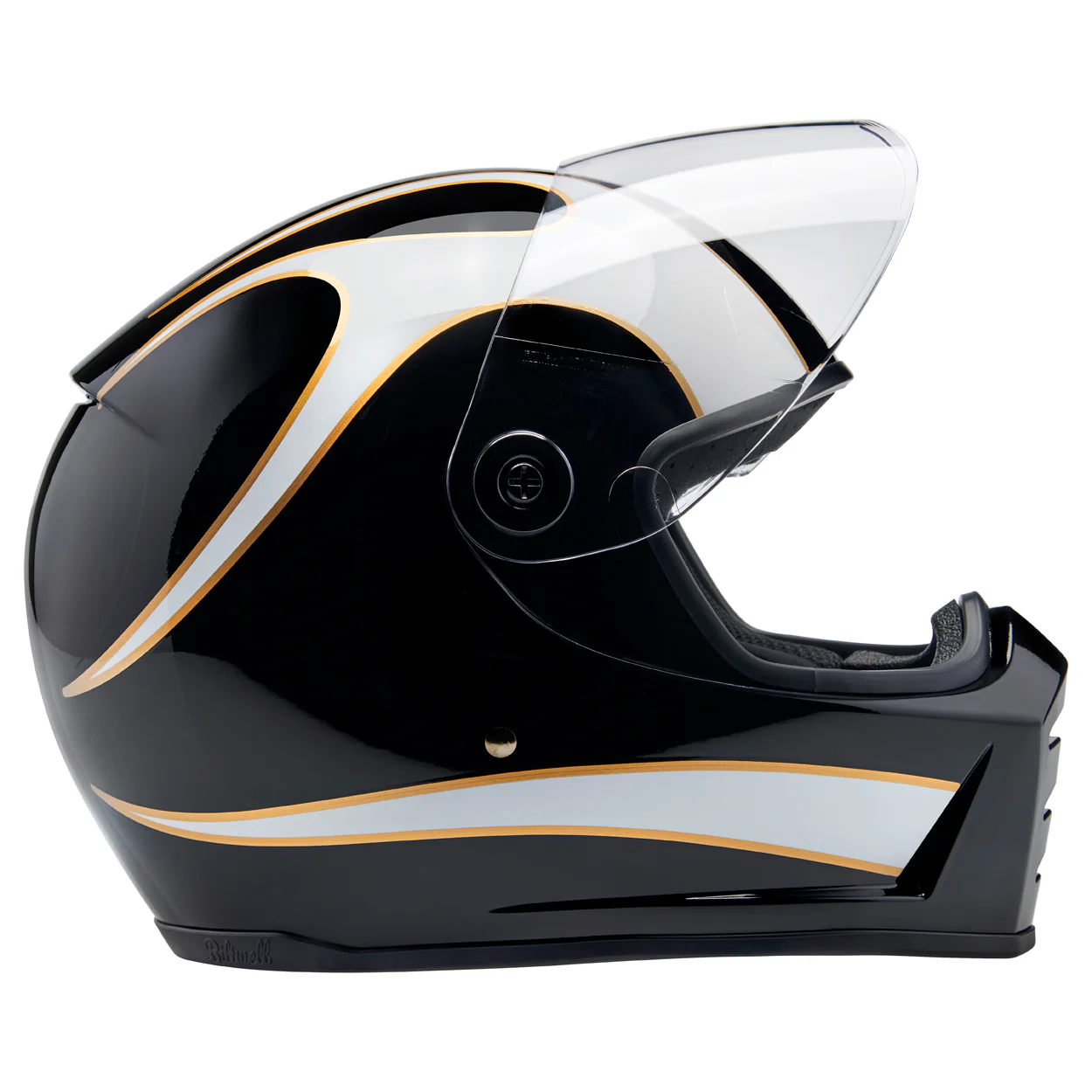 Lane Splitter Helmet - Gloss Black / Gloss White Flames - Image 11