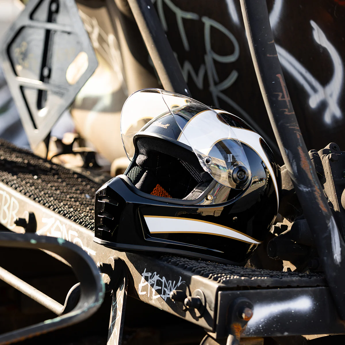 Lane Splitter Helmet - Gloss Black / Gloss White Flames - Image 15