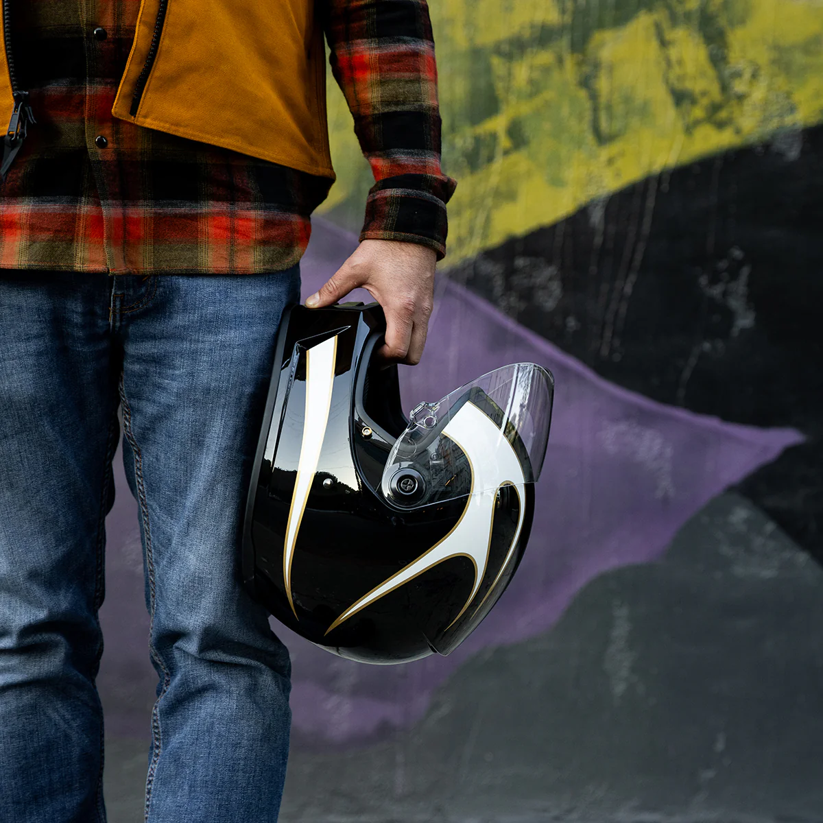 Lane Splitter Helmet - Gloss Black / Gloss White Flames - Image 17