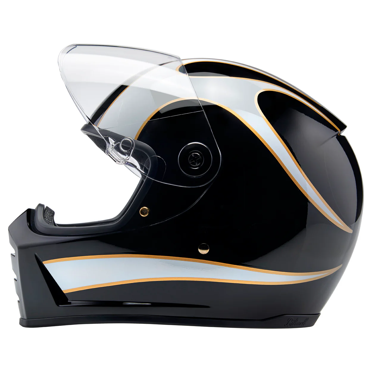 Lane Splitter Helmet - Gloss Black / Gloss White Flames - Image 9