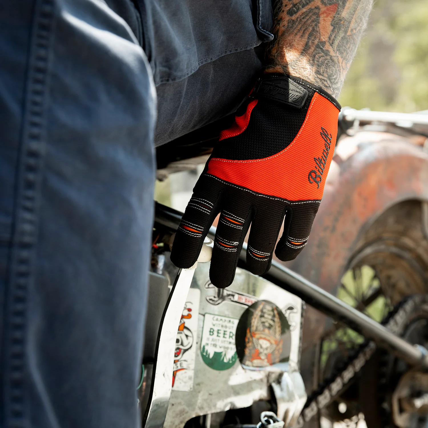 Moto Gloves - Orange/Black - Image 16