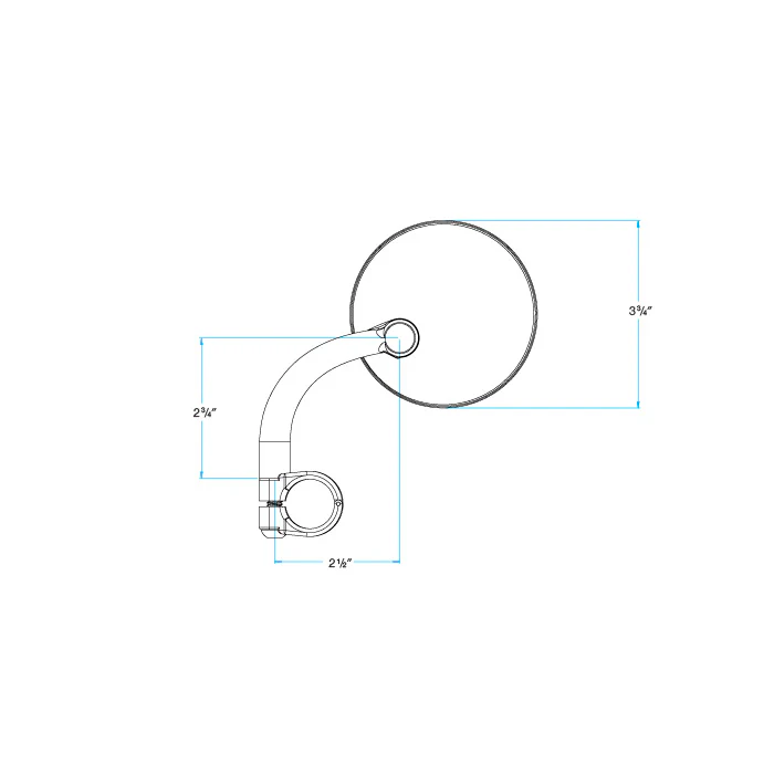 Utility Mirror Short Arm Round CE Clamp-on - Chrome - Image 4