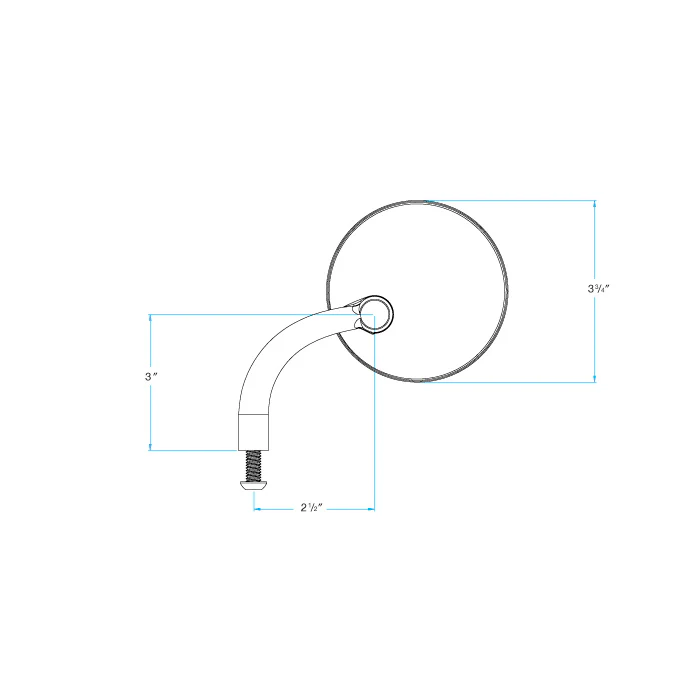 Utility Mirror Round Short Arm CE Perch Mount - Black - Image 5